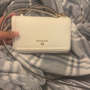 Michael Kors Ivory Crossbody Bag with Gold Accents